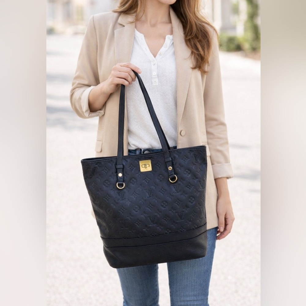 Louis Vuitton Black/Navy Monogram Tote
